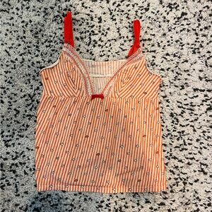 Orange Striped Camisole with Red Straps